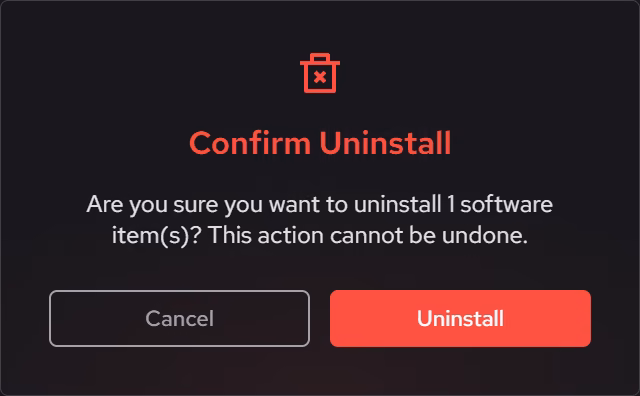 eclean confirmation dialog before removing a selected desktop application